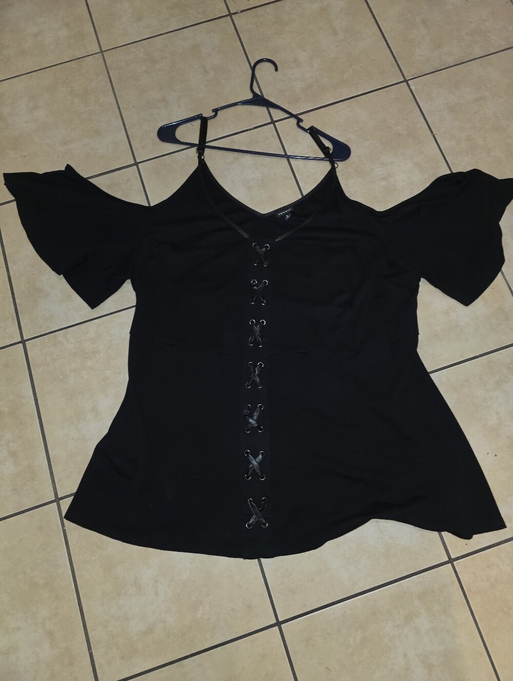 torrid Black Cold-Shoulder Lace-Up Blouse